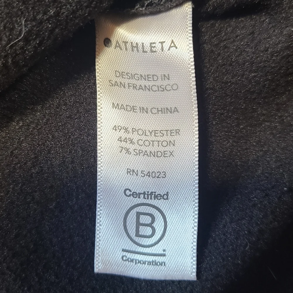 Athleta Black Hooded Vest Sleeveless Hoodie Zip Up Athleisure Medium